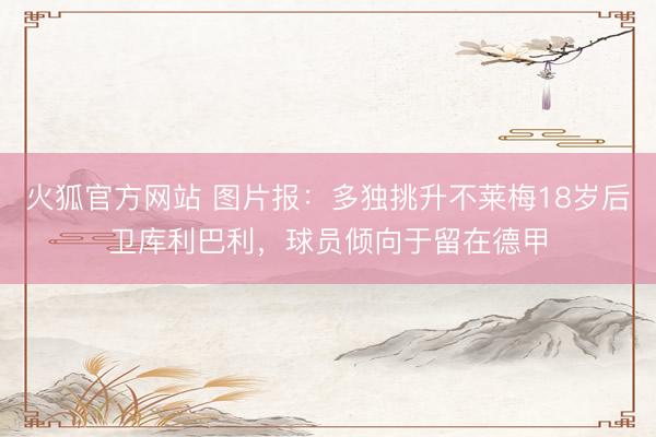 火狐官方网站 图片报：多独挑升不莱梅18岁后卫库利巴利，球员倾向于留在德甲