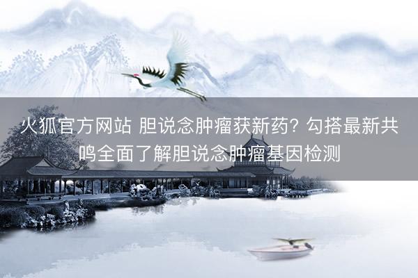 火狐官方网站 胆说念肿瘤获新药? 勾搭最新共鸣全面了解胆说念肿瘤基因检测