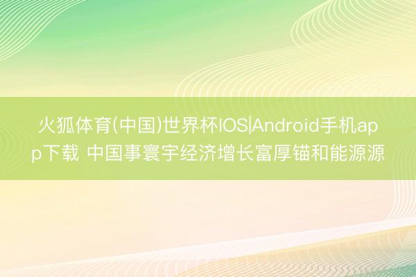火狐体育(中国)世界杯IOS|Android手机app下载 中国事寰宇经济增长富厚锚和能源源