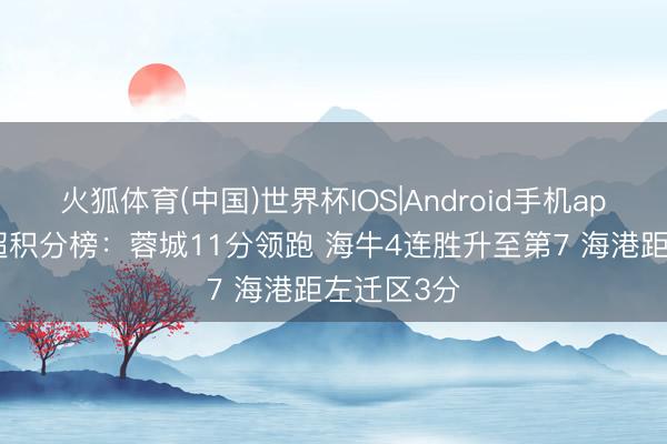 火狐体育(中国)世界杯IOS|Android手机app下载 中超积分榜:蓉城11分领跑 海牛4连胜升至第7 海港距左迁区3分