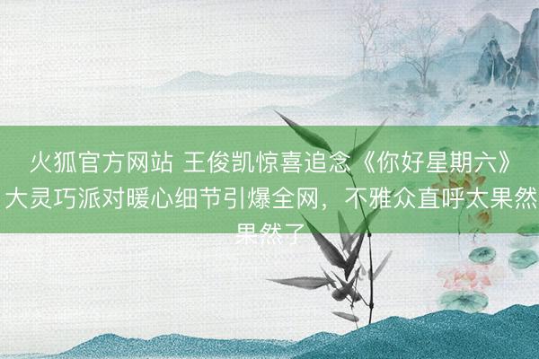 火狐官方网站 王俊凯惊喜追念《你好星期六》！大灵巧派对暖心细节引爆全网，不雅众直呼太果然了
